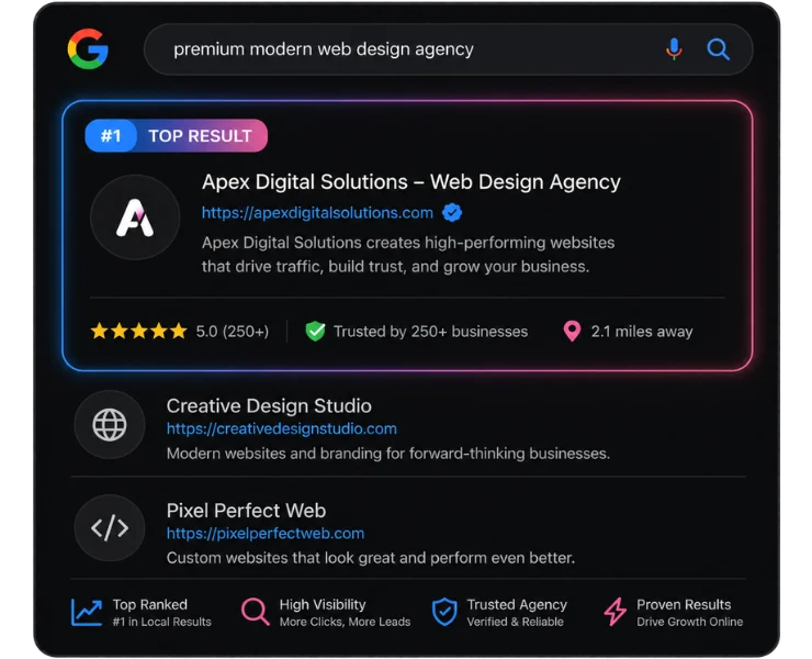Resultado de búsqueda destacado que muestra un negocio en primera posición en Google gracias a una estrategia de SEO inteligente.