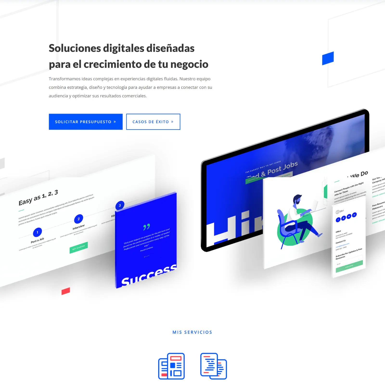 Proyecto de soluciones digitales para negocio con diseño web profesional y enfoque en crecimiento empresarial.